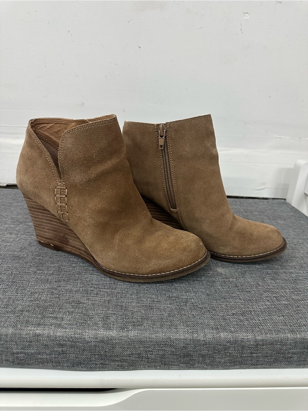 Lucky Brand Suede Ankle Boots in Tan Brown